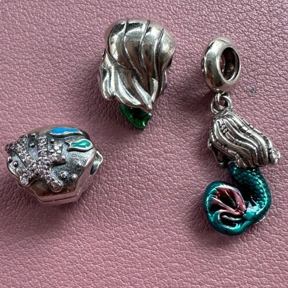 4x NWOT Ariel The Little Mermaid Disney Pandora FIT Silver Charm - Picture 3 of 15